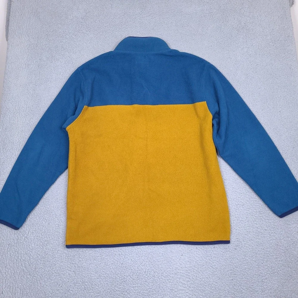 Massive Outdoor Fleece Sweater Mens XL Snap Button Pullover Gold Blue Colorblock